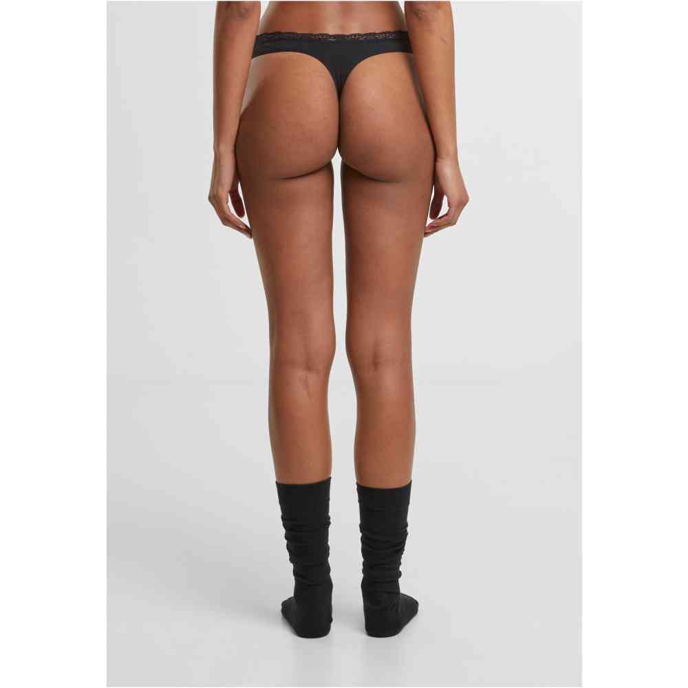 Urban Classics - Basic Cotton Tanga Lace 5Pack String - Zwart